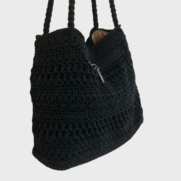 LINA Crochet Large Shoulder Bag Satchel Purse Floral Lined - Picture 4 of 12